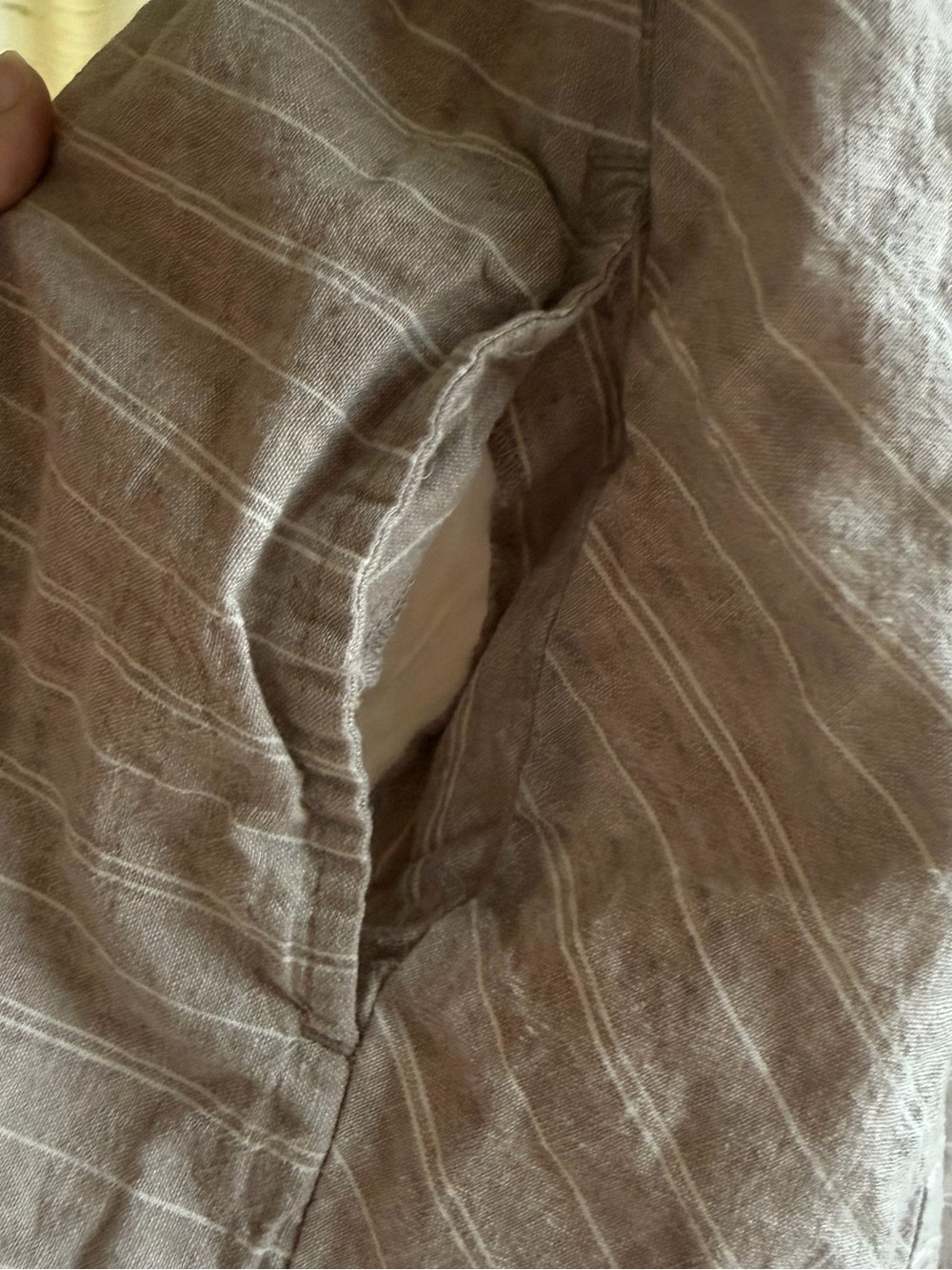 Linen-Blend Wrap Dress — Taupe Stripe - Picture 9 of 9